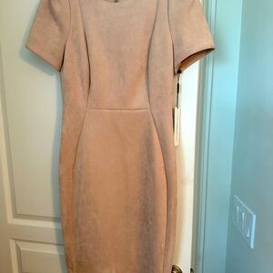 Calvin Klein Soft Pink Faux Suede Midi Dress.